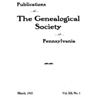 Publications of the Genealogical Society of Pennsylvania, Vol 12, No 1, Title and Contents