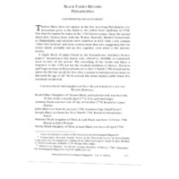 Black Family Record, Philadelphia