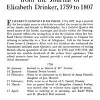 Genealogical Gleanings from the Journal of Elizabeth Drinker, 1759 to 1807
