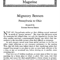 Migratory Benners Pennsylvania to Ohio