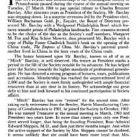 Society Tribute to Charles Brunner Barclay