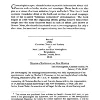 The Christian Church and Society, New London and East Nottingham Townships, Chester County