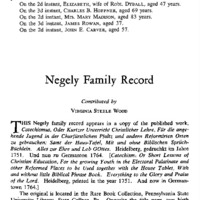 Negely Family Record