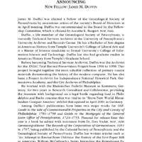 Announcing New Fellow: James M. Duffin