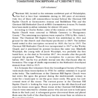 Tombstone Inscriptions at Chestnut Hill