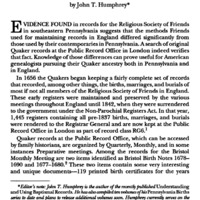 Quaker Record-Keeping Practices: Pennsylvania and England