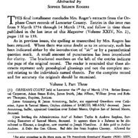 Genealogical Gleanings from Orphans Court Records of Lancaster County, Pennsylvania