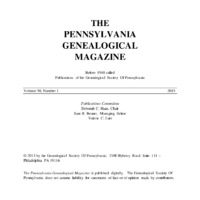 The Pennsylvania Genealogical Magazine, Vol 50, Title and Contents, 2015