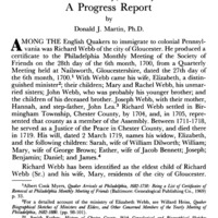 Tracing the Paternal Lineage of Richard Webb of Chester County, Pennsylvania: A Progress Report