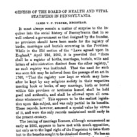 Genesis of the Board of Health and Vital Statistics in Pennsylvania