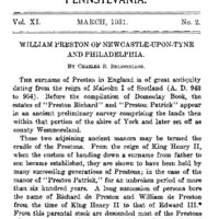 William Preston of Newcastle-upon-Tyne and Philadelphia.