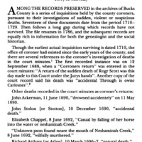 Bucks County, Pennsylvania Coroners' Records, 1710-1729