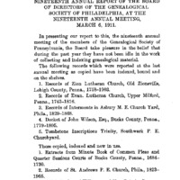 Nineteenth Annual Report of the Board of Directors of the Genealogical Society of Pennsylvania at the Nineteenth Annual Meeting, March 6, 1911