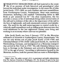 The Friedensthal Mill, Northampton County, Pennsylvania