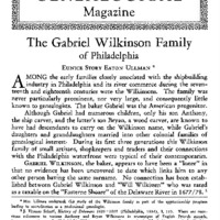 The Gabriel Wilkinson Family of Philadelphia