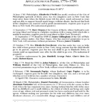 Applications for Passes, 1776-1790, Pennsylvania's Revolutionary Governments