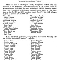 Note on Washington County, Pennsylvania, Tax Lists