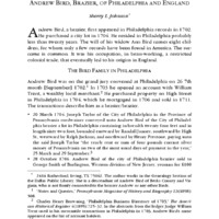 Andrew Bird, Brazier, of Philadelphia and New England