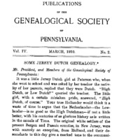 Some Jersey Dutch Genealogy