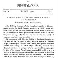 A Brief Account of the Biddle Family of Maryland