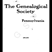 Publications of the Genealogical Society of Pennsylvania, Vol 10, No 3, Title and Contents