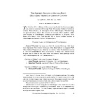 The German Origins of George Felty (Hans Jerg Veltin) of Lebanon County Part II: Maternal Ancestry