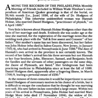 Dr. Hodgson's Wife: An Addendum to Hinshaw