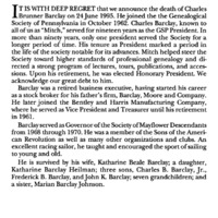 In Memoriam: Charles Brunner Barclay